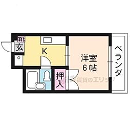 ハイツ北野 3階1Kの間取り