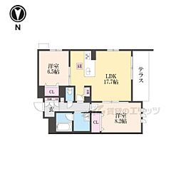 シャーメゾン環 1階2LDKの間取り