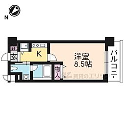 叡山電鉄叡山本線 元田中駅 徒歩3分の賃貸マンション 2階1Kの間取り
