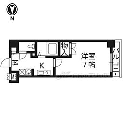 べラジオ御所東 10階1Kの間取り