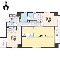Ｌｉｎｄｅｎ夷町 3階2LDKの間取り