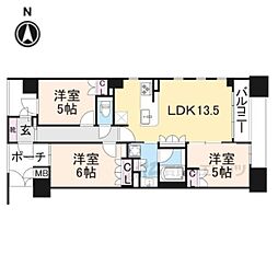 阪急京都本線 京都河原町駅 徒歩5分の賃貸マンション 7階3LDKの間取り