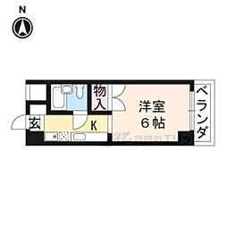 グランディール堤 5階1Kの間取り