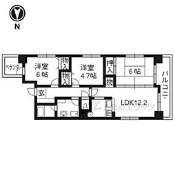 京都地下鉄東西線 京都市役所前駅 徒歩4分の賃貸マンション 5階3LDKの間取り