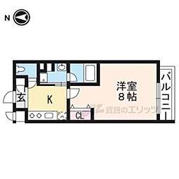 京阪本線 出町柳駅 徒歩20分の賃貸マンション 3階1Kの間取り