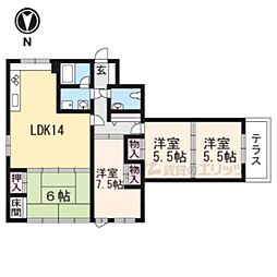 サンリーベ衣笠 4LDKの間取図画像