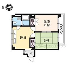 蔭山ビル 3階2DKの間取り