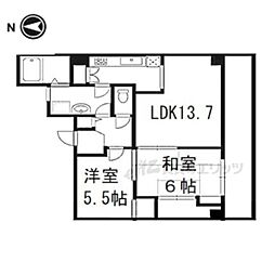 京都地下鉄東西線 二条駅 徒歩10分の賃貸マンション 5階2LDKの間取り