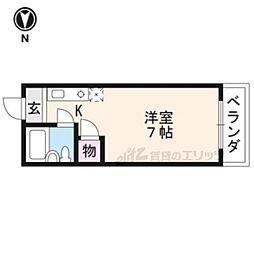 京都市営烏丸線 北大路駅 バス8分 下岸町下車 徒歩1分の賃貸マンション 2階1Kの間取り