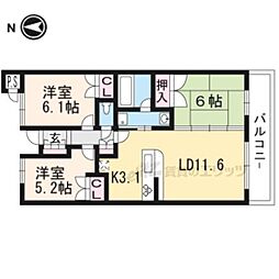 JR山陰本線 二条駅 徒歩16分の賃貸マンション 5階3LDKの間取り