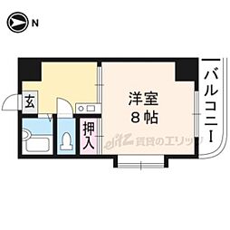 京福電気鉄道北野線 北野白梅町駅 徒歩17分の賃貸マンション 5階1Kの間取り