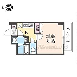 京都地下鉄東西線 二条城前駅 徒歩15分の賃貸マンション 5階1Kの間取り