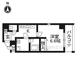 JR山陰本線 二条駅 徒歩5分の賃貸マンション 2階1Kの間取り