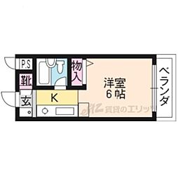 マーク西陣 3階ワンルームの間取り