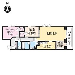 京都市営烏丸線 丸太町駅 徒歩9分の賃貸マンション 3階2LDKの間取り