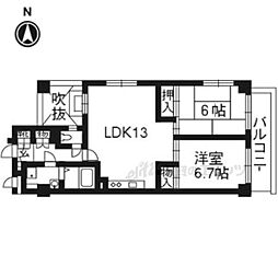 京都地下鉄東西線 京都市役所前駅 徒歩5分の賃貸マンション 4階2LDKの間取り