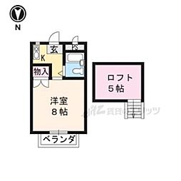 京阪本線 出町柳駅 バス5分 蓼倉橋下車 徒歩5分の賃貸アパート 2階1Kの間取り