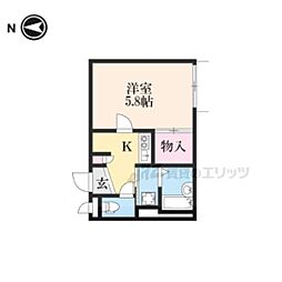 レオパレスバンブー雅 1Kの間取図画像