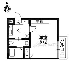 アークリード京都黒門 1Kの間取図画像