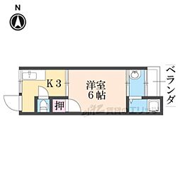 日生ハイツB棟 1Kの間取図画像