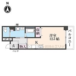 アクティ綾小路 ワンルームの間取図画像