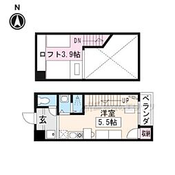 ヒューマンハイツ御室 1Kの間取図画像