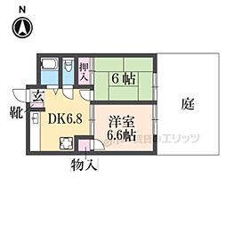 富小路マンション 2DKの間取図画像