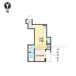 京都市右京区太秦安井辰巳町アパート 1LDKの間取図画像