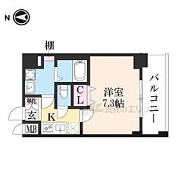 プレサンス京都北野白梅町 1Kの間取図画像
