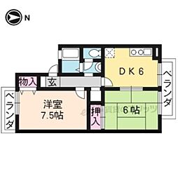 ナトゥーラ西賀茂 2DKの間取図画像