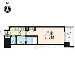アスヴェル京都太秦 1Kの間取図画像