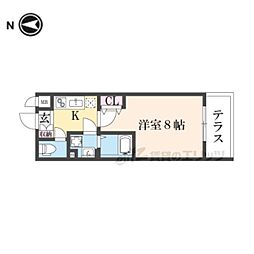 仮)京大北VIII 1Kの間取図画像