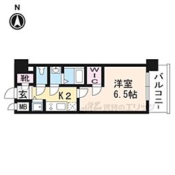 エスリード京都梅小路 1Kの間取図画像