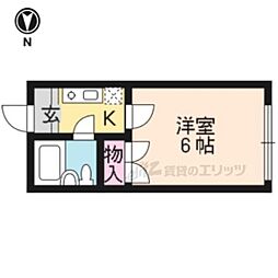 ベルハイツ花園 1Kの間取図画像