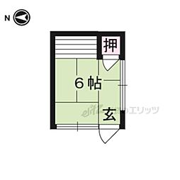 京都市営烏丸線 松ヶ崎駅 徒歩10分の賃貸アパート 2階ワンルームの間取り