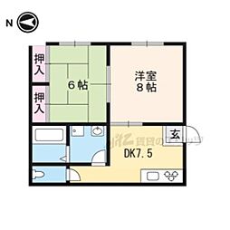 シャローム石田 1階2DKの間取り