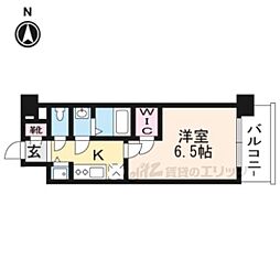 エスリード京都梅小路 3階1Kの間取り