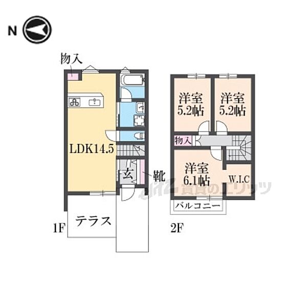 KYO STAGE KAZA 102｜京都府京都市右京区梅津北浦町(賃貸テラスハウス3LDK・1階・74.32㎡)の写真 その2