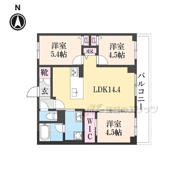 京都府京都市右京区西京極郡醍醐田町(賃貸マンション3LDK・2階・64.05㎡)の写真 その2