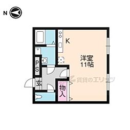 京福電気鉄道北野線 北野白梅町駅 徒歩8分の賃貸マンション 1階ワンルームの間取り