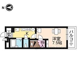 レオパレス西ノ京円町 2階1Kの間取り