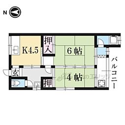北原ハイツ 2DKの間取図画像