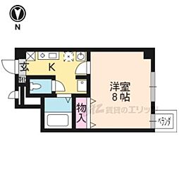 京都市営烏丸線 四条駅 徒歩5分の賃貸マンション 5階1Kの間取り