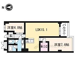 イヌイ星の子ハイツ 5階2LDKの間取り