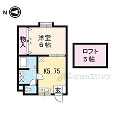 阪急嵐山線 上桂駅 徒歩4分の賃貸アパート 1階1DKの間取り