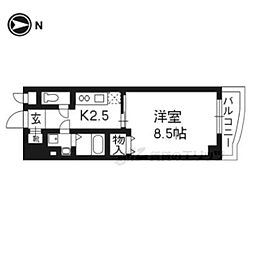プリモ・レガーロ西京極 5階1Kの間取り