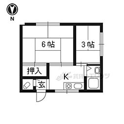 木村第2ビル 1階2Kの間取り