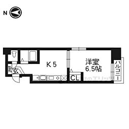 京都市営烏丸線 四条駅 徒歩6分の賃貸マンション 6階1DKの間取り