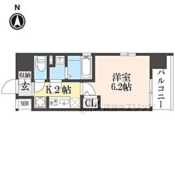 エステムコート京都祥邸 3階1Kの間取り