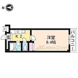 グランブルー 2階1Kの間取り